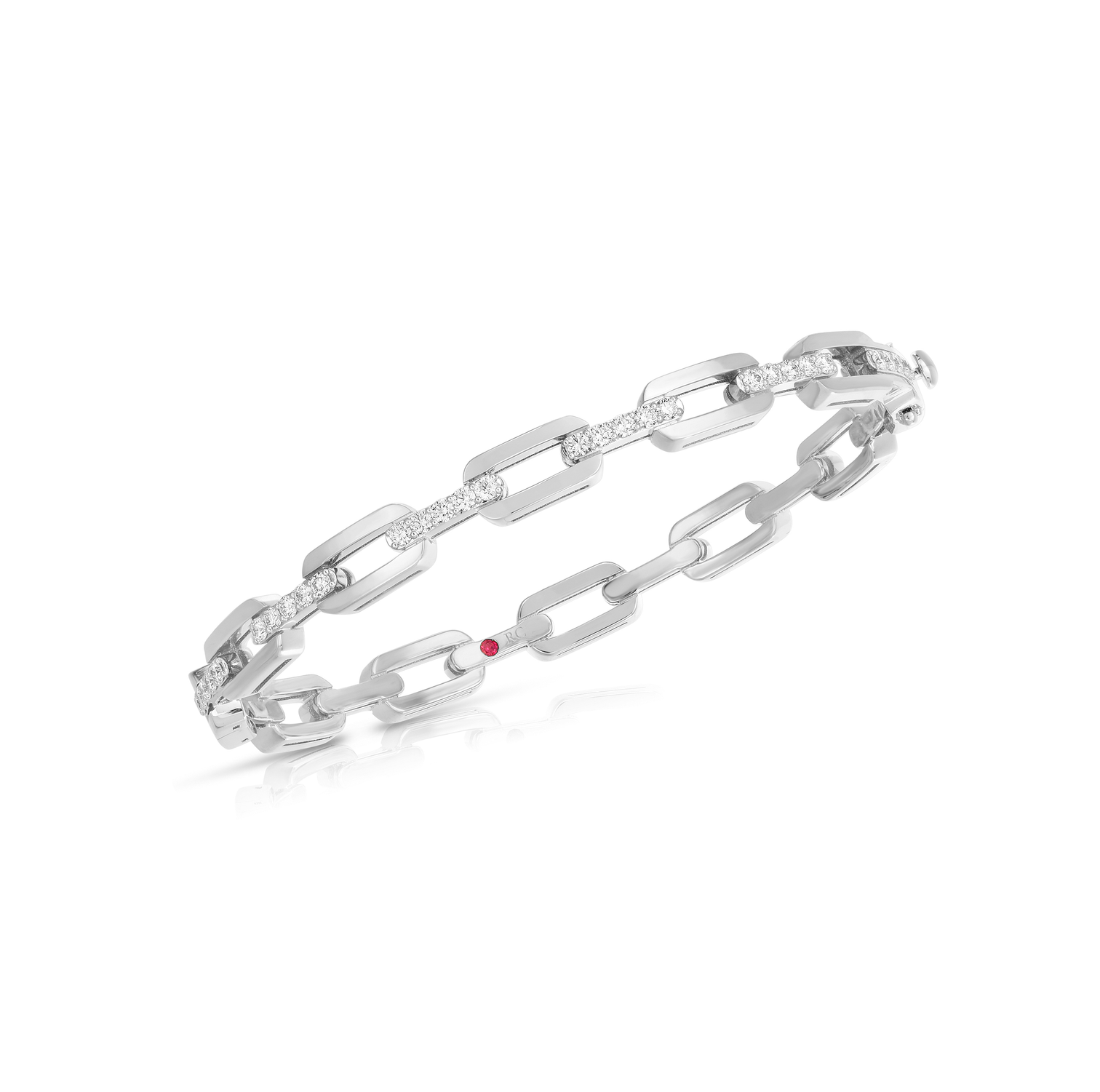 Roberto Coin Navarra White Gold Diamond Link Bangle
